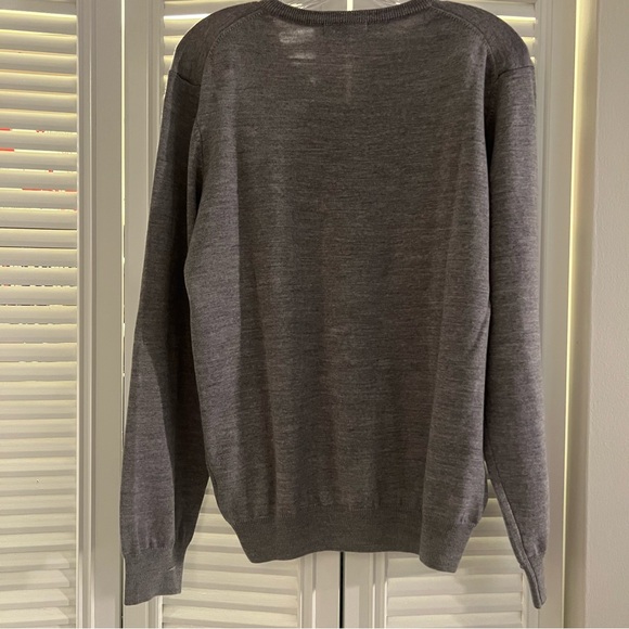 Lorenzo Magni Sweater Men's Large Gray V-Neck 100% Wool Made In Italy - Picture 8 of 9